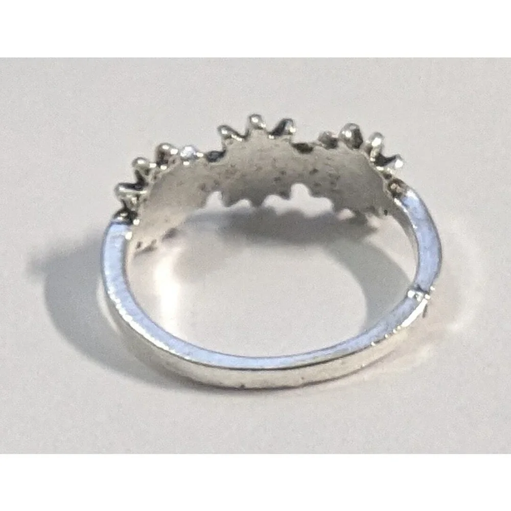 SilverTone Ring Sz 4.5 Sun Flowers Sunflowers Hippy Boho Nature Art Deco Floral